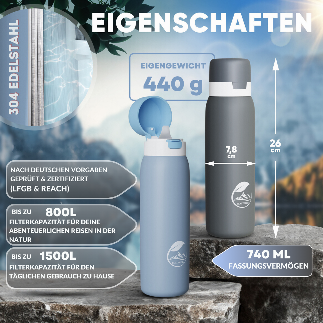 Outdoor Wasserfilter Flasche aus Edelstahl