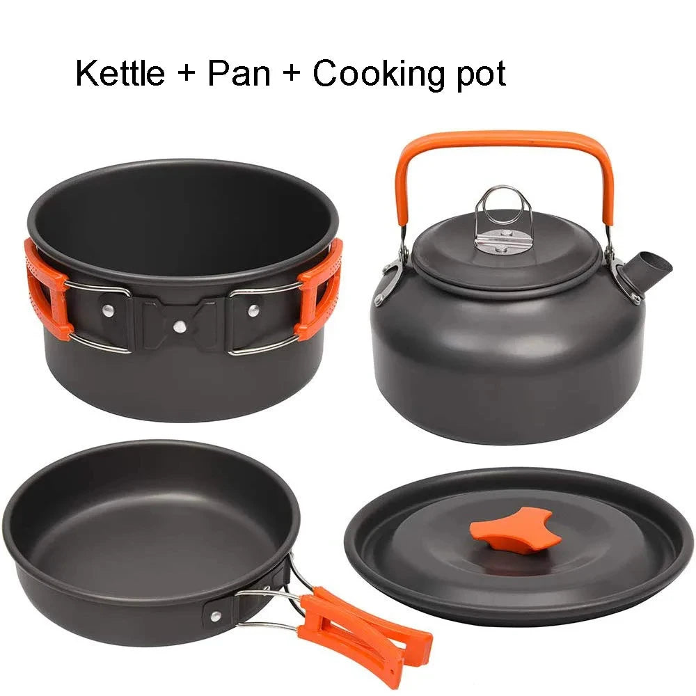 Leichtes, faltbares Camping-Kochset für 2–3 Personen. Perfekt für Outdoor-Kochen unterwegs. Kompakt, robust & platzsparend – inkl. Transporttasche.