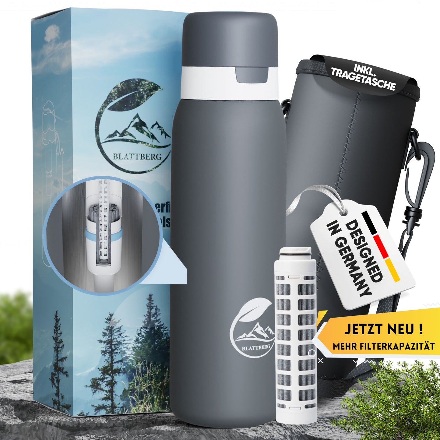 Outdoor Wasserfilter Flasche aus Edelstahl